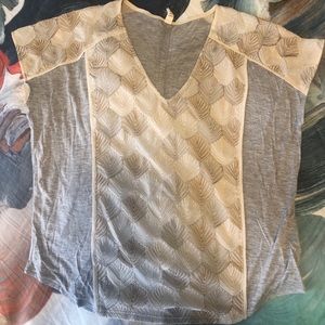 TINY grey heather tee shirt with stitching detail